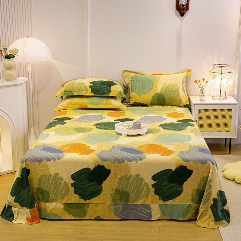 Sheet Set Cotton Floral Printed Breathable Ultra Soft Wrinkle Resistant Bed Sheet Set