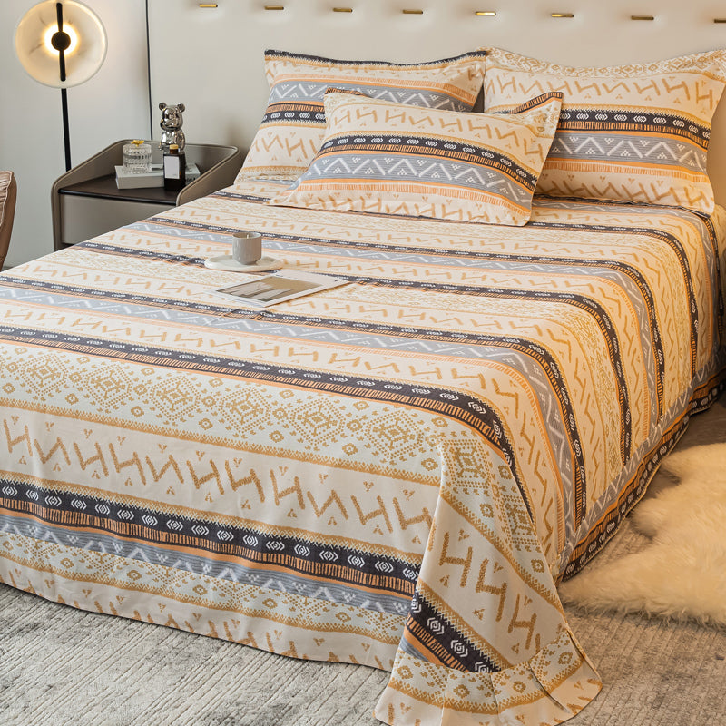 Sheet Set Cotton Floral Printed Breathable Ultra Soft Wrinkle Resistant Bed Sheet Set