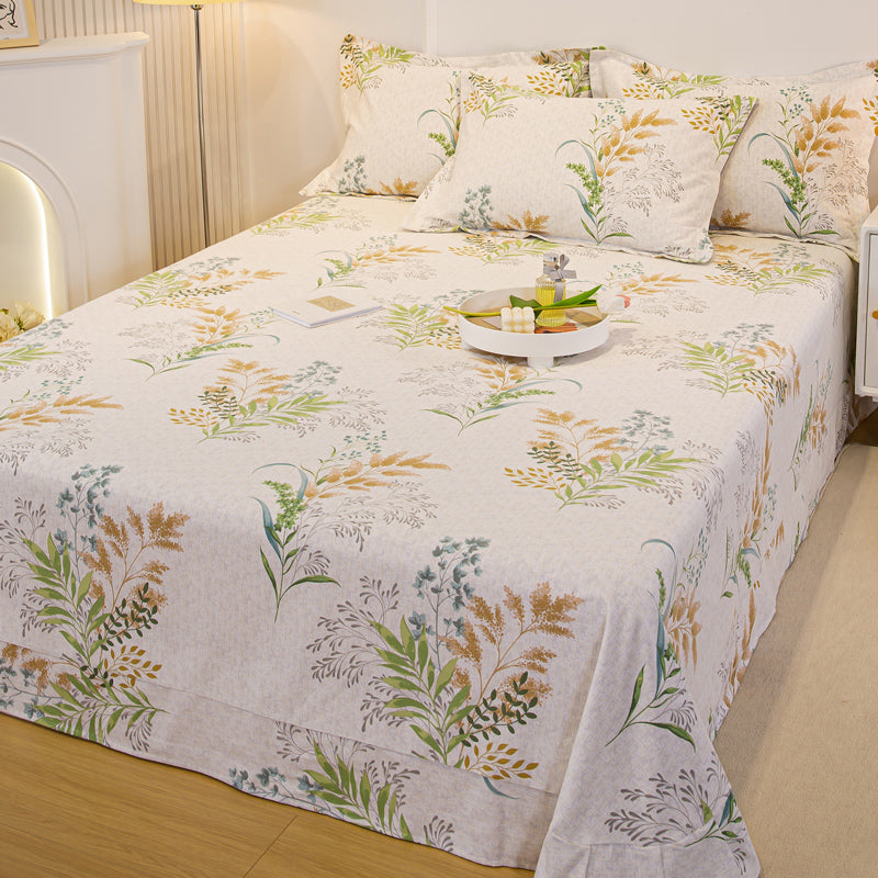 Sheet Set Cotton Floral Printed Breathable Ultra Soft Wrinkle Resistant Bed Sheet Set