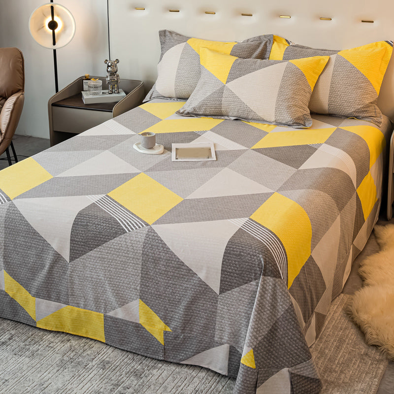 Sheet Set Cotton Floral Printed Breathable Ultra Soft Wrinkle Resistant Bed Sheet Set