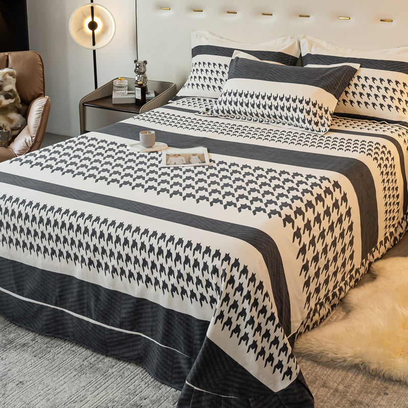 Sheet Set Cotton Floral Printed Breathable Ultra Soft Wrinkle Resistant Bed Sheet Set