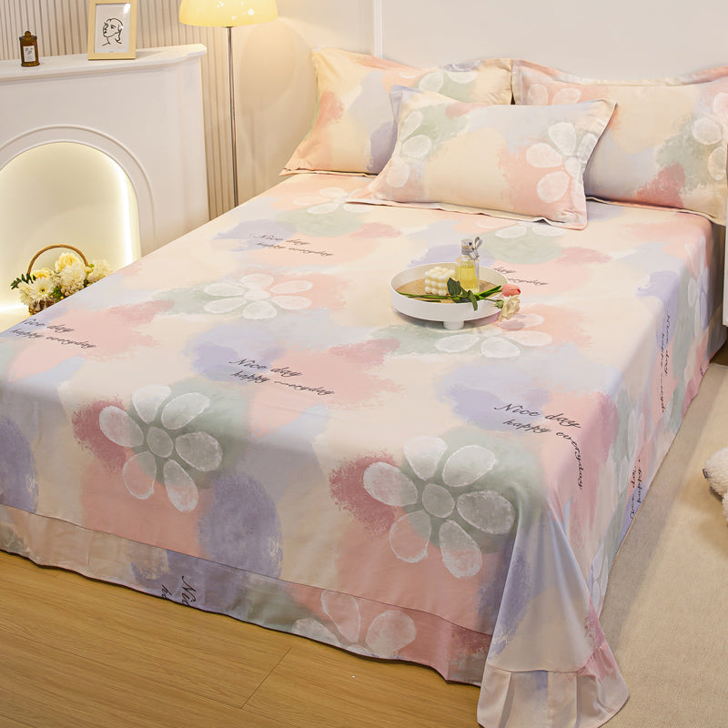 Sheet Set Cotton Floral Printed Breathable Ultra Soft Wrinkle Resistant Bed Sheet Set
