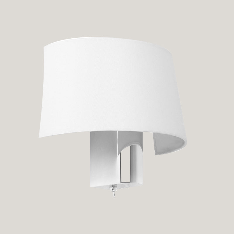 Half Shade Bedroom Wall Lighting Ideas Fabric 1 Head Modern Sconce Lamp in White with Polished Chrome Lamp Socket Clearhalo 'Cast Iron' 'Glass' 'Industrial' 'Modern wall lights' 'Modern' 'Tiffany' 'Traditional wall lights' 'Wall Lamps & Sconces' 'Wall Lights' Lighting' 754965