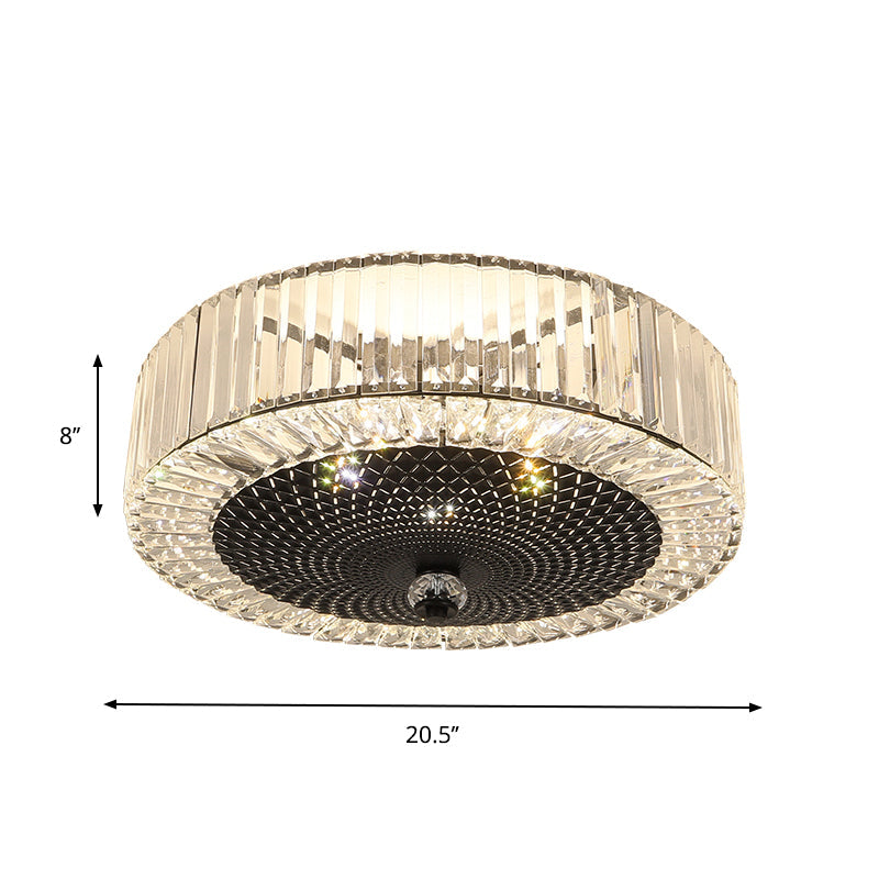 Minimalist Drum Shape Flush Light 4/5-Light Crystal Rectangle Flush Mount Ceiling Lamp in Black Clearhalo 'Ceiling Lights' 'Close To Ceiling Lights' 'Close to ceiling' 'Flush mount' Lighting' 757849