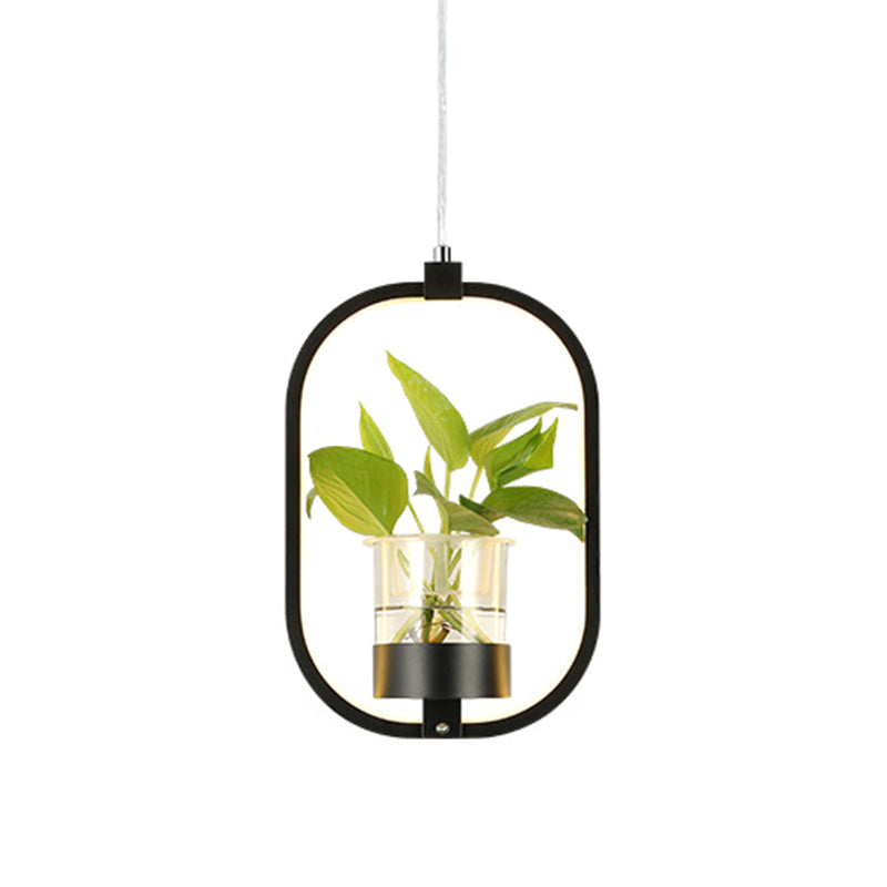 Oval Metal Suspension Pendant Antique 1 Head Restaurant LED Ceiling Light with Plant Cup in Black/Grey/White Clearhalo 'Art Deco Pendants' 'Black' 'Cast Iron' 'Ceiling Lights' 'Ceramic' 'Crystal' 'Industrial Pendants' 'Industrial' 'Metal' 'Middle Century Pendants' 'Pendant Lights' 'Pendants' 'Rustic Pendants' 'Tiffany' Lighting' 757924