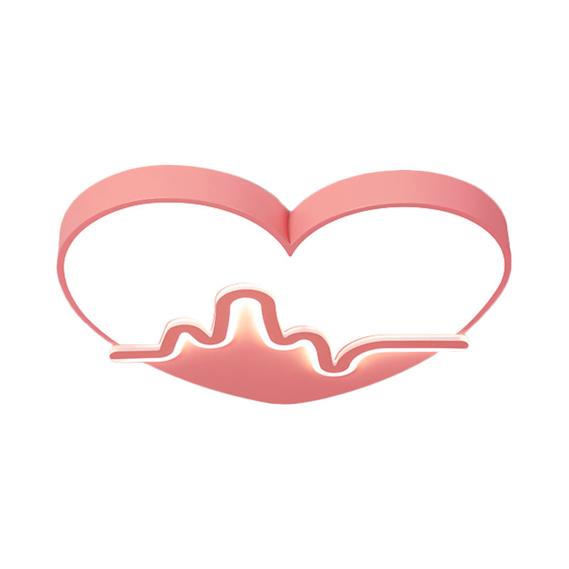 Macaron Heart Beating Acrylic Flushmount LED Surface Ceiling Lamp in White/Pink/Gold for Child Bedroom Clearhalo 'Ceiling Lights' 'Close To Ceiling Lights' 'Close to ceiling' 'Flush mount' Lighting' 758098