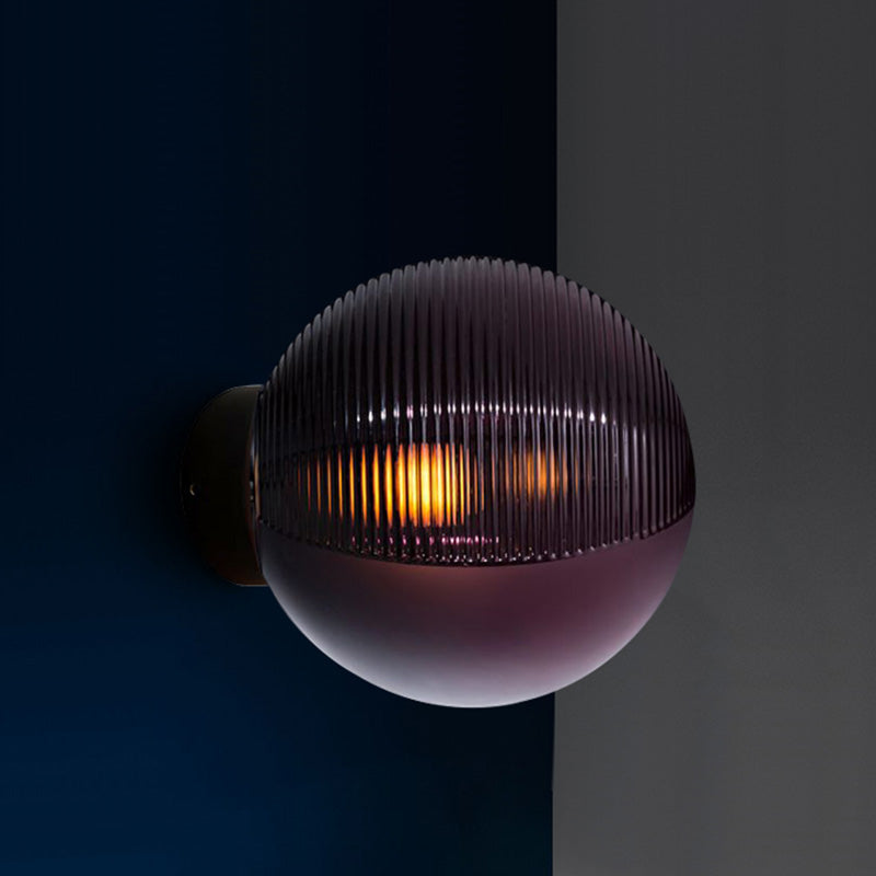 Global Living Room Wall Mount Lighting Dark Purple Glass 1-Light Modern Wall Sconce Lamp Clearhalo 'Cast Iron' 'Glass' 'Industrial' 'Modern wall lights' 'Modern' 'Tiffany' 'Traditional wall lights' 'Wall Lamps & Sconces' 'Wall Lights' Lighting' 758950