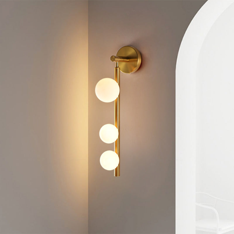 Vertical Linear Wall Mount Lighting Post-Modern Metal 3-Head Gold Finish Wall Sconce Lamp for Corner Clearhalo 'Cast Iron' 'Glass' 'Industrial' 'Modern wall lights' 'Modern' 'Tiffany' 'Traditional wall lights' 'Wall Lamps & Sconces' 'Wall Lights' Lighting' 759038