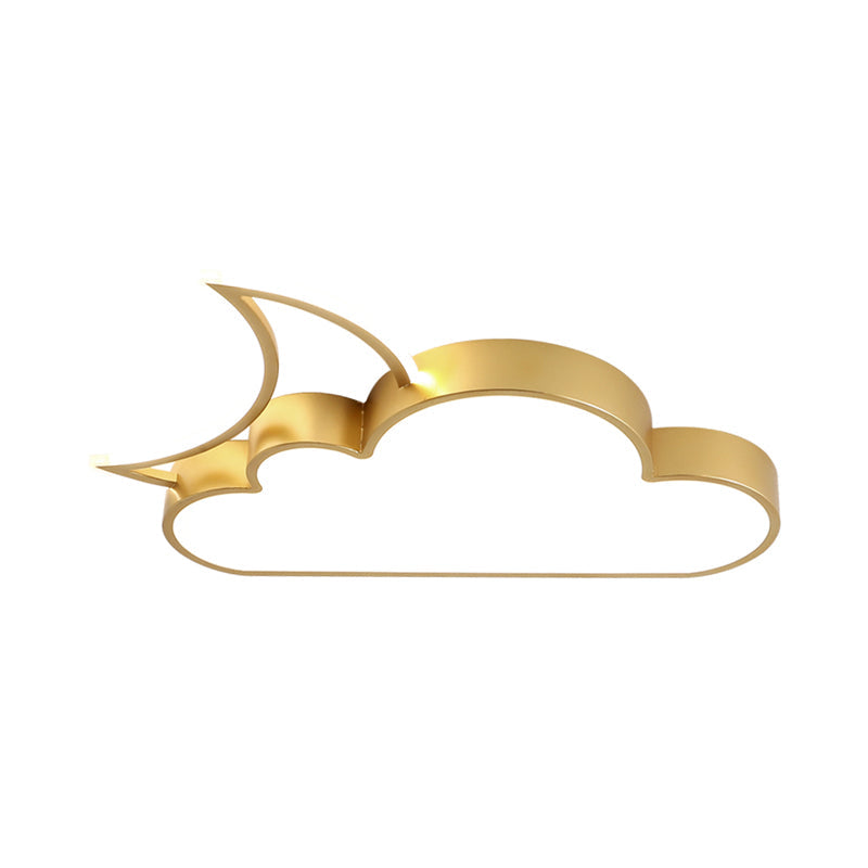 Kids LED Flush Mount Lamp Pink/Gold/Blue Crescent Hiding Behind A Cloud Ceiling Fixture with Acrylic Shade Clearhalo 'Ceiling Lights' 'Close To Ceiling Lights' 'Close to ceiling' 'Flush mount' Lighting' 759216
