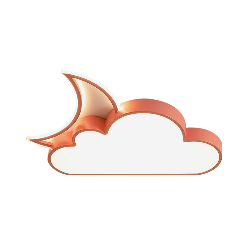 Kids LED Flush Mount Lamp Pink/Gold/Blue Crescent Hiding Behind A Cloud Ceiling Fixture with Acrylic Shade Clearhalo 'Ceiling Lights' 'Close To Ceiling Lights' 'Close to ceiling' 'Flush mount' Lighting' 759221