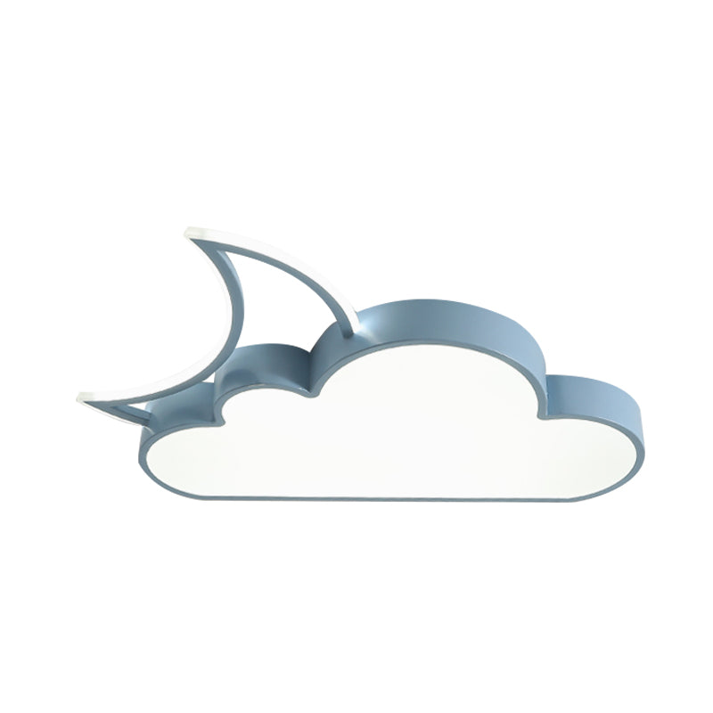 Kids LED Flush Mount Lamp Pink/Gold/Blue Crescent Hiding Behind A Cloud Ceiling Fixture with Acrylic Shade Clearhalo 'Ceiling Lights' 'Close To Ceiling Lights' 'Close to ceiling' 'Flush mount' Lighting' 759224