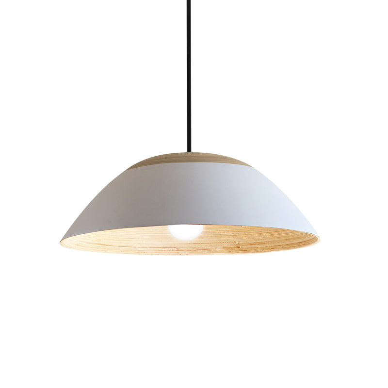 1 Bulb Restaurant Drop Pendant Light Modernist White/Black Ceiling Hang Fixture with Dome Metal Shade Clearhalo 'Ceiling Lights' 'Modern Pendants' 'Modern' 'Pendant Lights' 'Pendants' Lighting' 759665