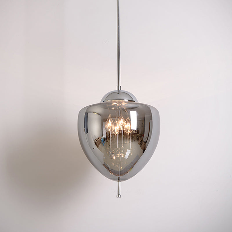 Chrome Pinecone Pendant Chandelier Industrial Clear/Smoke Gray Glass 4 Lights Restaurant Hanging Lamp Kit Clearhalo 'Ceiling Lights' 'Chandeliers' 'Clear' 'Glass shade' 'Glass' 'Industrial Chandeliers' 'Industrial' 'Middle Century Chandeliers' 'Modern' 'Pendant Lights' 'Tiffany' 'Traditional Chandeliers' Lighting' 759739