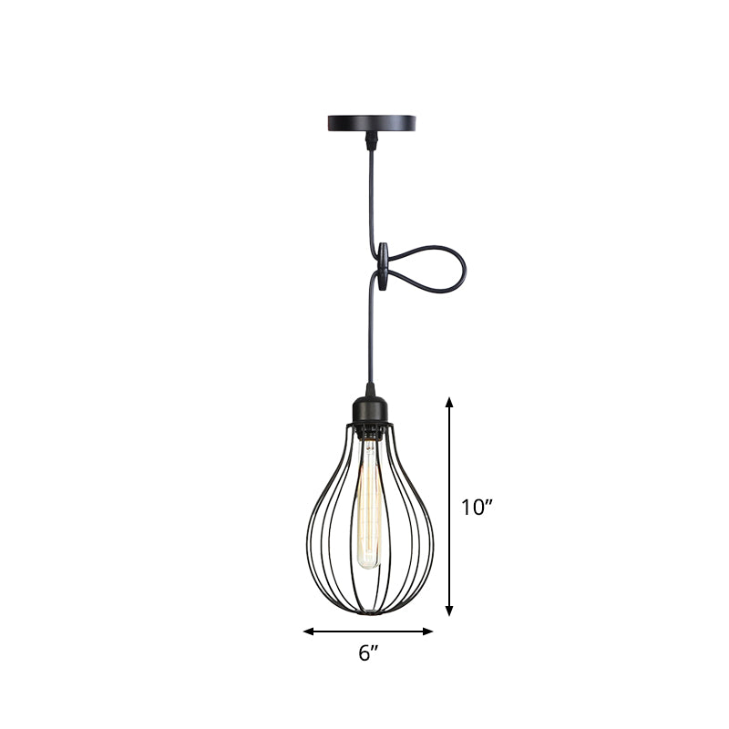 Iron Jar Mesh Pendant Ceiling Light Antiqued 1 Head Restaurant Hanging Lamp Kit in Black Clearhalo 'Art Deco Pendants' 'Black' 'Cast Iron' 'Ceiling Lights' 'Ceramic' 'Crystal' 'Industrial Pendants' 'Industrial' 'Metal' 'Middle Century Pendants' 'Pendant Lights' 'Pendants' 'Rustic Pendants' 'Tiffany' Lighting' 759752