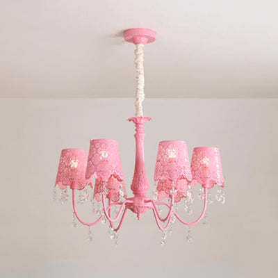 Modern Undertint Chandelier Empire Shade Metal Pendant Lighting with Crystal for Living Room Clearhalo 'Ceiling Lights' 'Chandeliers' Lighting' options 75984