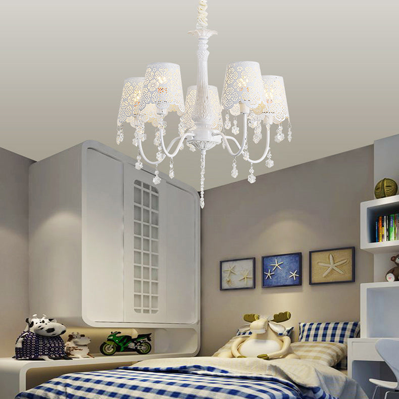 Modern Undertint Chandelier Empire Shade Metal Pendant Lighting with Crystal for Living Room Clearhalo 'Ceiling Lights' 'Chandeliers' Lighting' options 75988