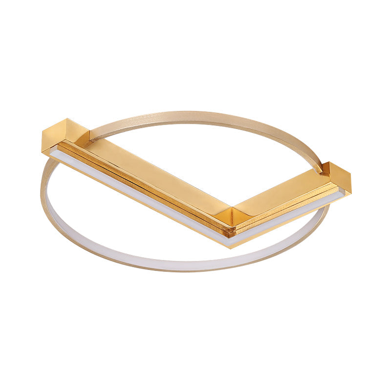 Gold Clock Flush Ceiling Light Minimalist Aluminum LED Flush Mount Lighting Fixture for Living Room, 18"/23.5" Width Clearhalo 'Ceiling Lights' 'Close To Ceiling Lights' 'Close to ceiling' 'Flush mount' Lighting' 759910