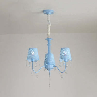 Modern Undertint Chandelier Empire Shade Metal Pendant Lighting with Crystal for Living Room 3 Blue Clearhalo 'Ceiling Lights' 'Chandeliers' Lighting' options 75994_7d57524f-f7f9-426e-8681-9951d089e608