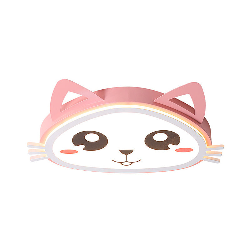 Kitten Girl's Bedroom LED Ceiling Flush Acrylic Cartoon Flush Mount Recessed Lighting in Pink, Warm/White Light Clearhalo 'Ceiling Lights' 'Close To Ceiling Lights' 'Close to ceiling' 'Flush mount' Lighting' 760334