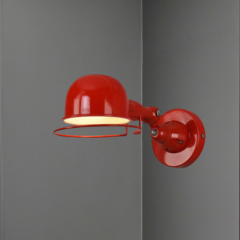 Metallic Dome Shade Wall Lighting Vintage Style 1 Light Bedroom Rotatable Sconce Light with Ring in White/Red Clearhalo 'Art deco wall lights' 'Cast Iron' 'Glass' 'Industrial wall lights' 'Industrial' 'Middle century wall lights' 'Modern' 'Rustic wall lights' 'Tiffany' 'Traditional wall lights' 'Wall Lamps & Sconces' 'Wall Lights' Lighting' 762661