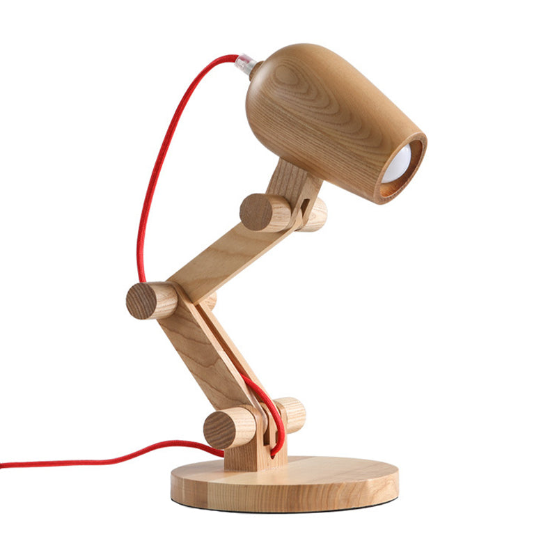 Swing Arm Wood Night Table Light Contemporary 1-Light Beige Night Lamp for Living Room Clearhalo 'Lamps' 'Table Lamps' Lighting' 762754