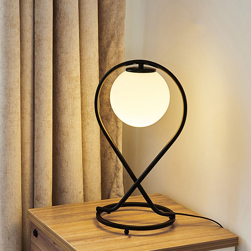 Crossed Linear Nightstand Light Simple Iron 1 Light White/Black Finish Night Table Lamp for Bedroom Black Clearhalo 'Lamps' 'Table Lamps' Lighting' 762935