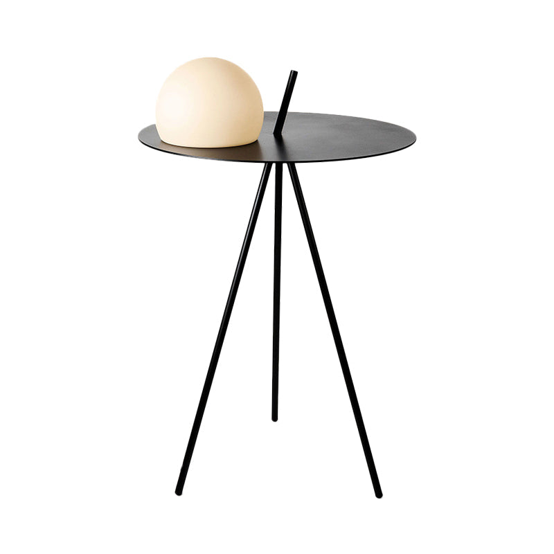 Modernist LED Night Light Black Finish Semicircle Vertical Tripod Table Lamp with White Glass Shade Clearhalo 'Lamps' 'Table Lamps' Lighting' 762944