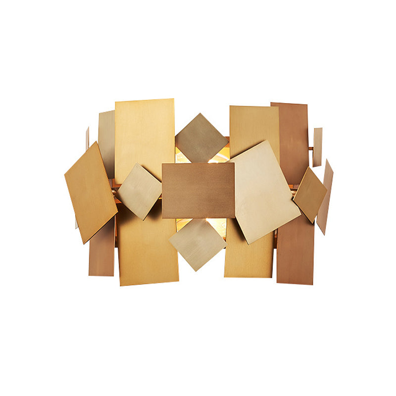 Metal Stacked Panel Sconce Light Fixture Postmodern 1 Light Gold Finish Wall Lamp for Living Room Clearhalo 'Cast Iron' 'Glass' 'Industrial' 'Modern wall lights' 'Modern' 'Tiffany' 'Traditional wall lights' 'Wall Lamps & Sconces' 'Wall Lights' Lighting' 762984