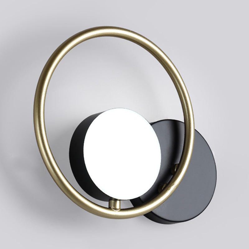 Gold and Black Ring Wall Mounted Light Postmodern 1-Light Metallic Sconce Lamp Fixture Clearhalo 'Cast Iron' 'Glass' 'Industrial' 'Modern wall lights' 'Modern' 'Tiffany' 'Traditional wall lights' 'Wall Lamps & Sconces' 'Wall Lights' Lighting' 763005