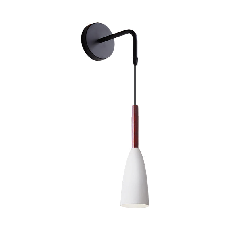 Bullet Shape Wall Mount Hanging Light Modern Iron 1 Bulb Sconce Lamp Fixture in Black/White/Grey for Bedside Clearhalo 'Cast Iron' 'Glass' 'Industrial' 'Modern wall lights' 'Modern' 'Tiffany' 'Traditional wall lights' 'Wall Lamps & Sconces' 'Wall Lights' Lighting' 763034
