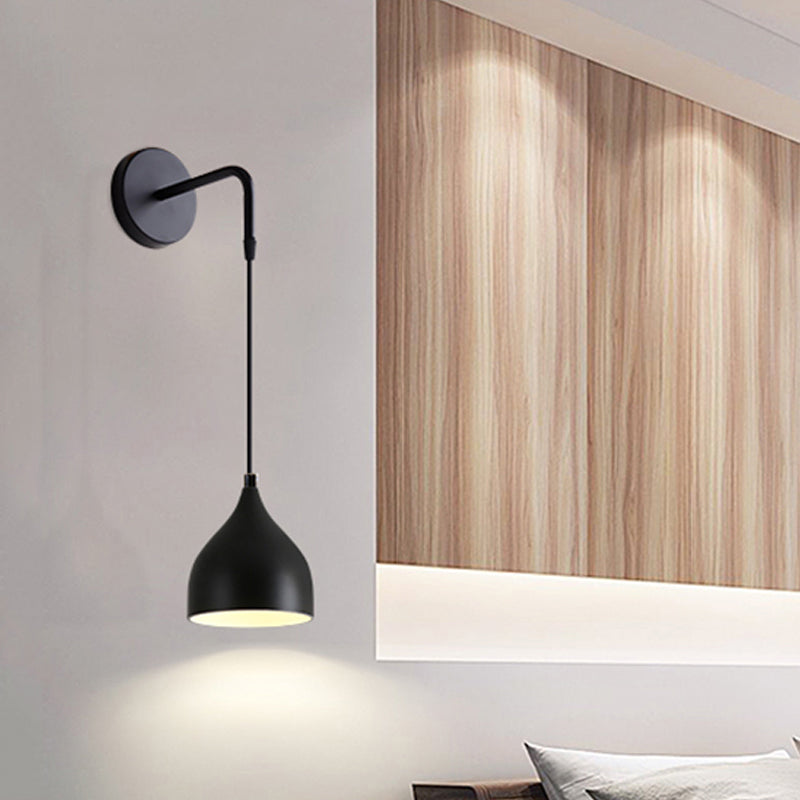 White/Black Finish Urn Shape Wall Mount Light Modern 1 Light Iron Wall Pendant Lamp for Bedside Black Clearhalo 'Cast Iron' 'Glass' 'Industrial' 'Modern wall lights' 'Modern' 'Tiffany' 'Traditional wall lights' 'Wall Lamps & Sconces' 'Wall Lights' Lighting' 763047