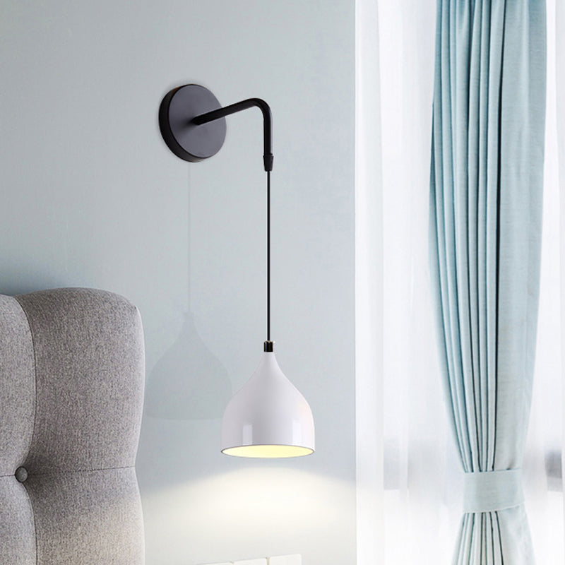 White/Black Finish Urn Shape Wall Mount Light Modern 1 Light Iron Wall Pendant Lamp for Bedside Clearhalo 'Cast Iron' 'Glass' 'Industrial' 'Modern wall lights' 'Modern' 'Tiffany' 'Traditional wall lights' 'Wall Lamps & Sconces' 'Wall Lights' Lighting' 763052