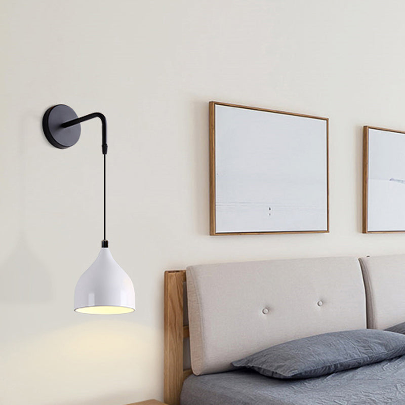 White/Black Finish Urn Shape Wall Mount Light Modern 1 Light Iron Wall Pendant Lamp for Bedside Clearhalo 'Cast Iron' 'Glass' 'Industrial' 'Modern wall lights' 'Modern' 'Tiffany' 'Traditional wall lights' 'Wall Lamps & Sconces' 'Wall Lights' Lighting' 763053