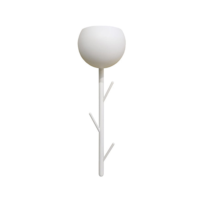 Modern Domed Flush Wall Sconce Iron LED Bedside Wall Mount Light in White with Branch Design Clearhalo 'Cast Iron' 'Glass' 'Industrial' 'Modern wall lights' 'Modern' 'Tiffany' 'Traditional wall lights' 'Wall Lamps & Sconces' 'Wall Lights' Lighting' 763279