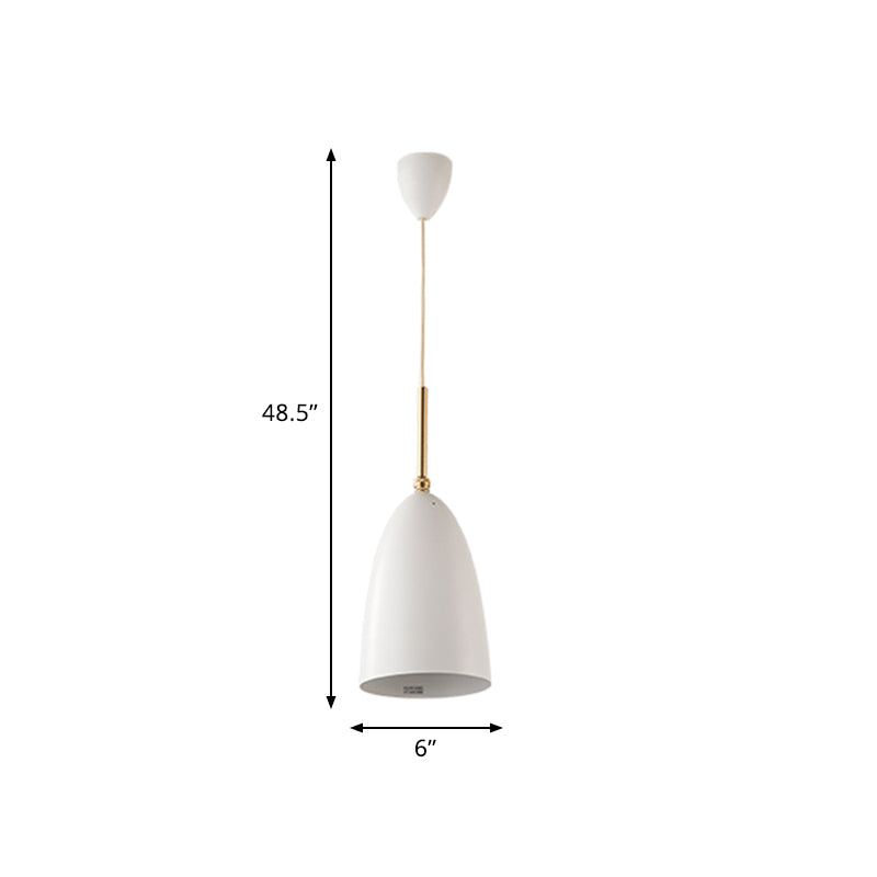 1 Bulb Bedroom Drop Pendant Light Modern White Ceiling Hang Fixture with Bullet Iron Shade Clearhalo 'Ceiling Lights' 'Modern Pendants' 'Modern' 'Pendant Lights' 'Pendants' Lighting' 763325