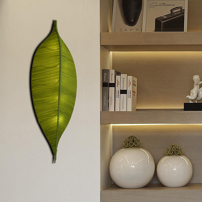 Leaf Shape Wall Light Sconce Art Deco Fabric 3-Bulb Bedside Wall Mounted Lamp in Yellow/Green Clearhalo 'Cast Iron' 'Glass' 'Industrial' 'Modern wall lights' 'Modern' 'Tiffany' 'Traditional wall lights' 'Wall Lamps & Sconces' 'Wall Lights' Lighting' 763388