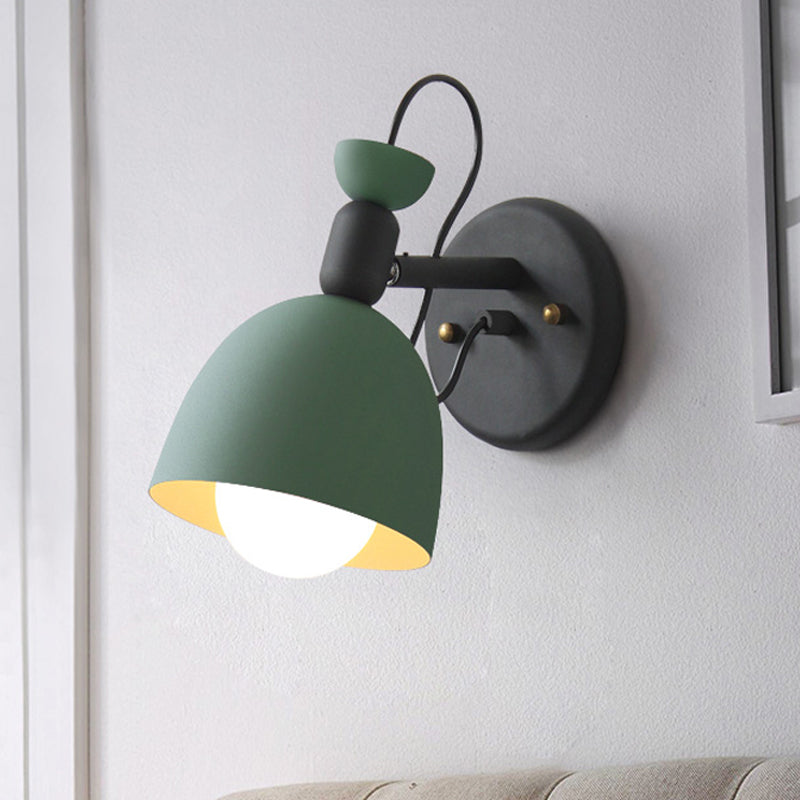 1 Light Wall Lamp Nordic Stylish Dome Shade Metal Sconce Light Fixture in Black/White for Bedroom Clearhalo 'Cast Iron' 'Glass' 'Industrial' 'Modern wall lights' 'Modern' 'Tiffany' 'Traditional wall lights' 'Wall Lamps & Sconces' 'Wall Lights' Lighting' 763452