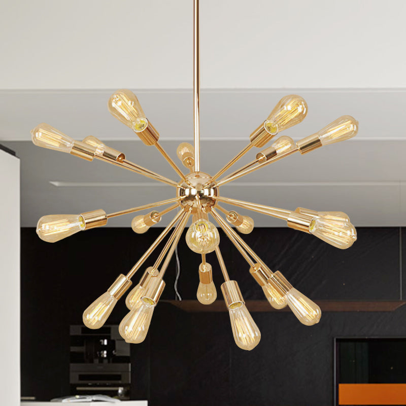 Copper/Chrome 9/12 Lights Chandelier Lamp Retro Stylish Metal Sputnik Ceiling Pendant Light over Table 15 Gold Clearhalo 'Cast Iron' 'Ceiling Lights' 'Chandeliers' 'Industrial Chandeliers' 'Industrial' 'Metal' 'Middle Century Chandeliers' 'Rustic Chandeliers' 'Tiffany' Lighting' 764506