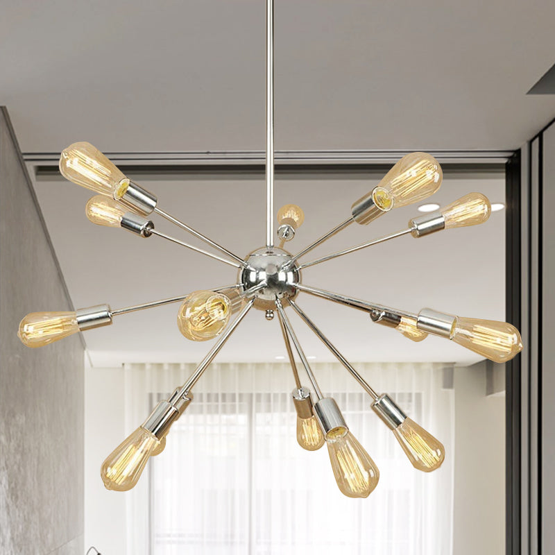 Copper/Chrome 9/12 Lights Chandelier Lamp Retro Stylish Metal Sputnik Ceiling Pendant Light over Table Clearhalo 'Cast Iron' 'Ceiling Lights' 'Chandeliers' 'Industrial Chandeliers' 'Industrial' 'Metal' 'Middle Century Chandeliers' 'Rustic Chandeliers' 'Tiffany' Lighting' 764523