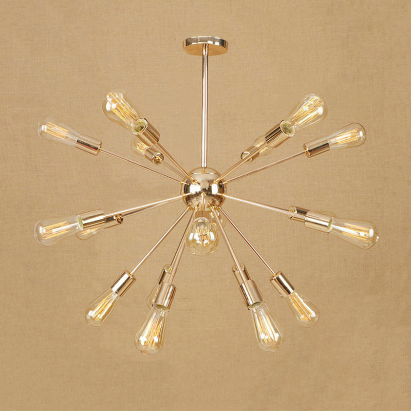 18/21 Lights Iron Chandelier Light Farmhouse Copper/Gold Finish Sputnik Ceiling Fixture for Dining Room 18 Gold Clearhalo 'Cast Iron' 'Ceiling Lights' 'Chandeliers' 'Industrial Chandeliers' 'Industrial' 'Metal' 'Middle Century Chandeliers' 'Rustic Chandeliers' 'Tiffany' Lighting' 764590
