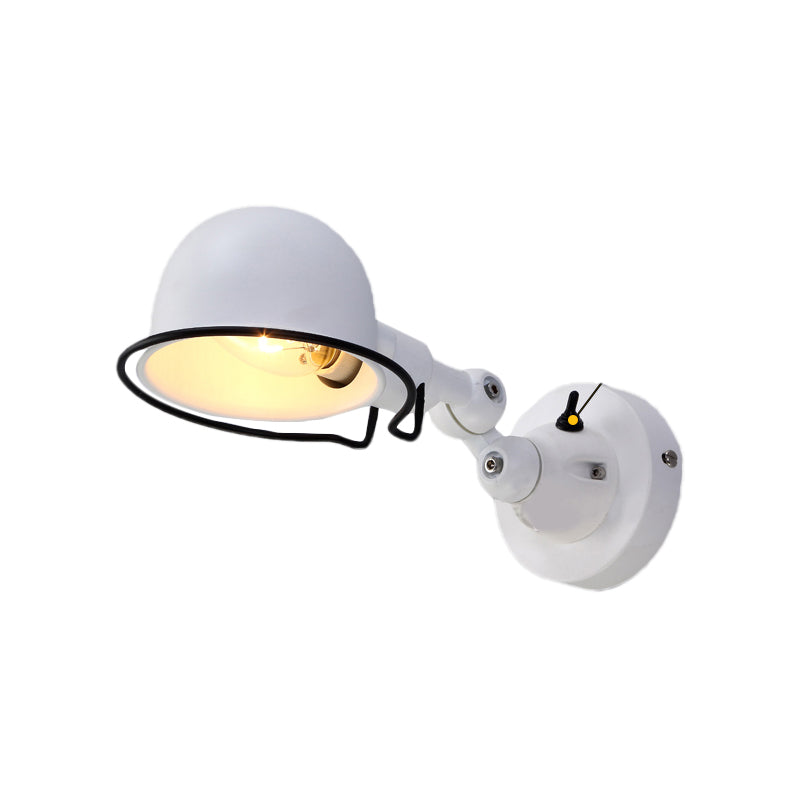 Rust/White Dome Wall Lamp Sconce Retro Style 1 Light Dining Room Adjustable Wall Lighting with Ring Clearhalo 'Art deco wall lights' 'Cast Iron' 'Glass' 'Industrial wall lights' 'Industrial' 'Middle century wall lights' 'Modern' 'Rustic wall lights' 'Tiffany' 'Traditional wall lights' 'Wall Lamps & Sconces' 'Wall Lights' Lighting' 764732