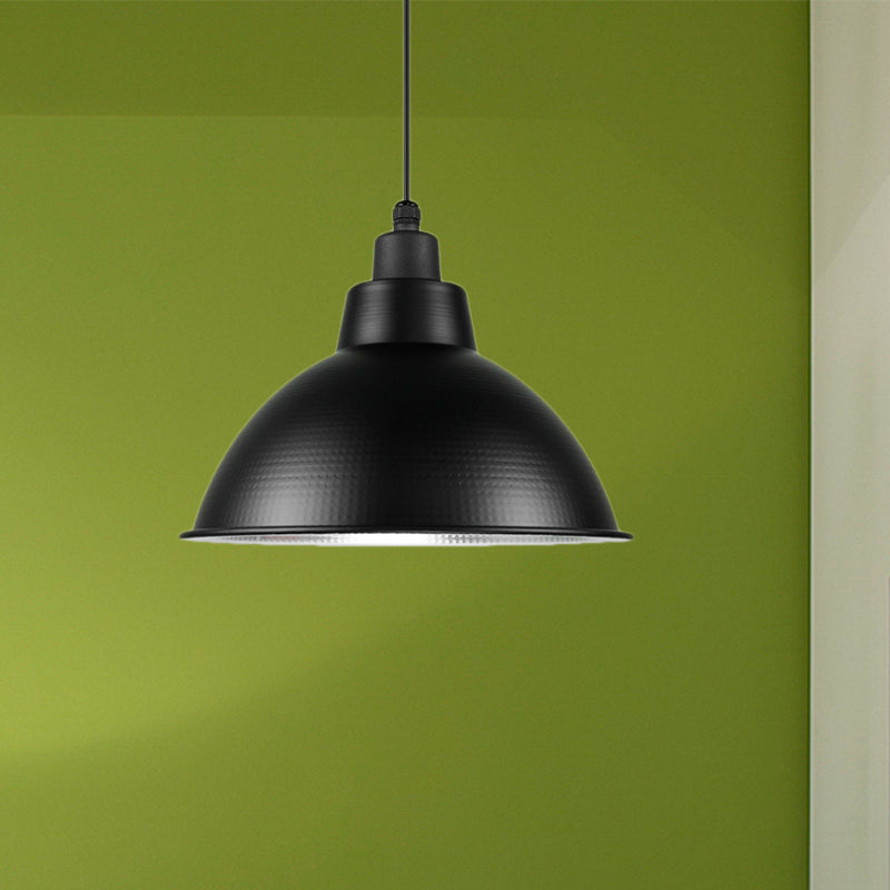 1 Head Bowl Suspension Light Industrial Style Black Finish Metal Pendant Lighting, 12"/14"/15" Width Clearhalo 'Art Deco Pendants' 'Black' 'Cast Iron' 'Ceiling Lights' 'Ceramic' 'Crystal' 'Industrial Pendants' 'Industrial' 'Metal' 'Middle Century Pendants' 'Pendant Lights' 'Pendants' 'Rustic Pendants' 'Tiffany' Lighting' 764845