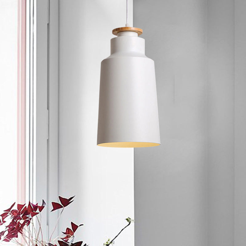 1 Head Barn/Cylinder/Tapered Pendant Light Modern Style Black/White Finish Metal Hanging Ceiling Light with Adjustable Cord White C Clearhalo 'Ceiling Lights' 'Modern Pendants' 'Modern' 'Pendant Lights' 'Pendants' Lighting' 765134