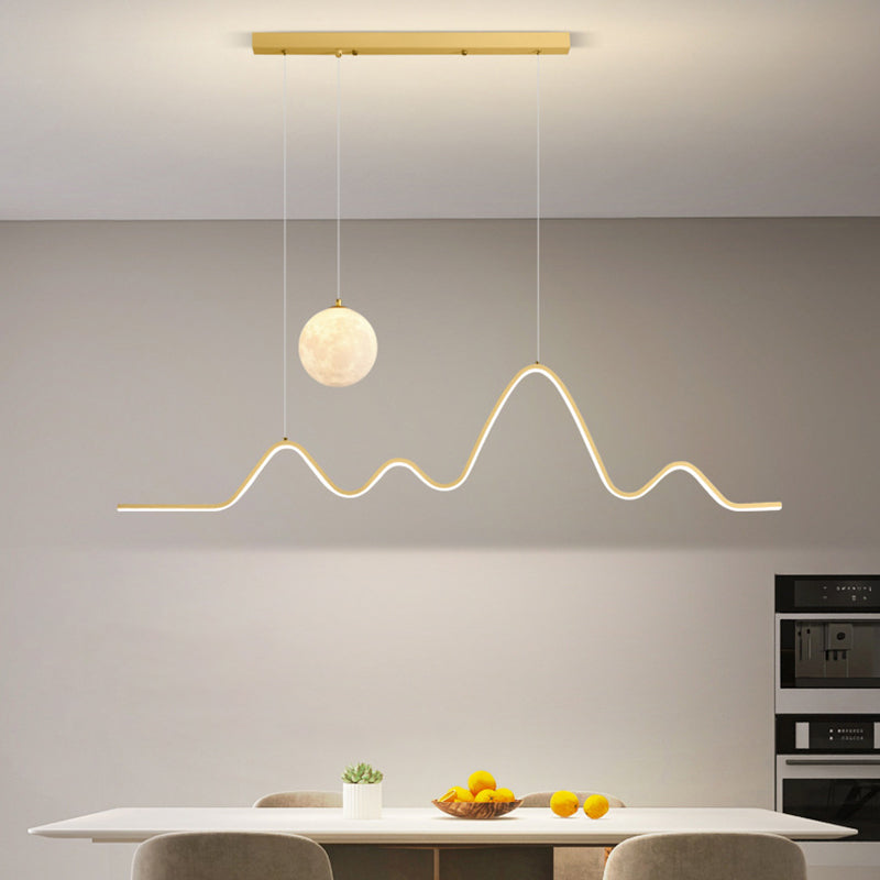 2-Light White / Golden / Black Modernism Style Unique Kitchen Island Lighting