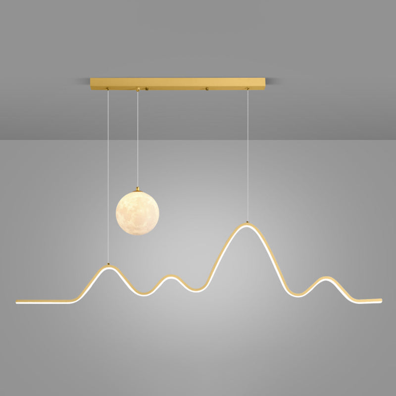 2-Light White / Golden / Black Modernism Style Unique Kitchen Island Lighting