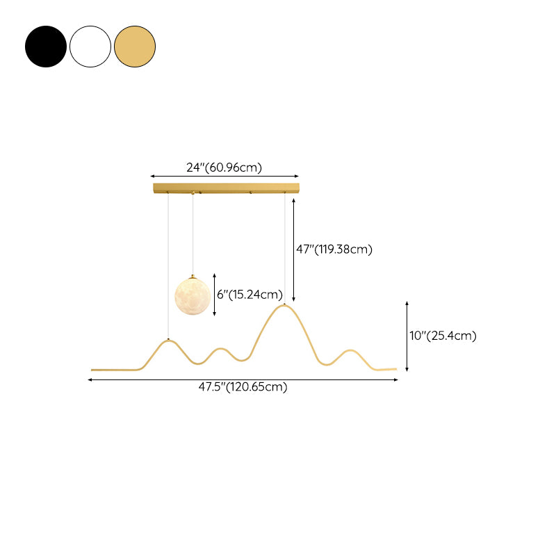 2-Light White / Golden / Black Modernism Style Unique Kitchen Island Lighting