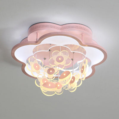 Blossom Adult Kid Bedroom Ceiling Light Acrylic Modern LED Flushmount Light Fixture Pink 23.5" Warm Clearhalo 'Ceiling Lights' 'Close To Ceiling Lights' 'Close to ceiling' 'Flush mount' Lighting' 76626