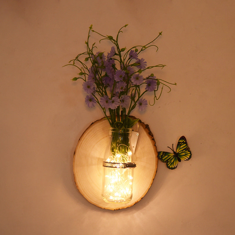Multicolored Floral Wall String Light Rustic Clear Glass Shade Twinkle Light for Cafe Clearhalo 'Wall Lamps & Sconces' 'Wall Lights' Lighting' 767450