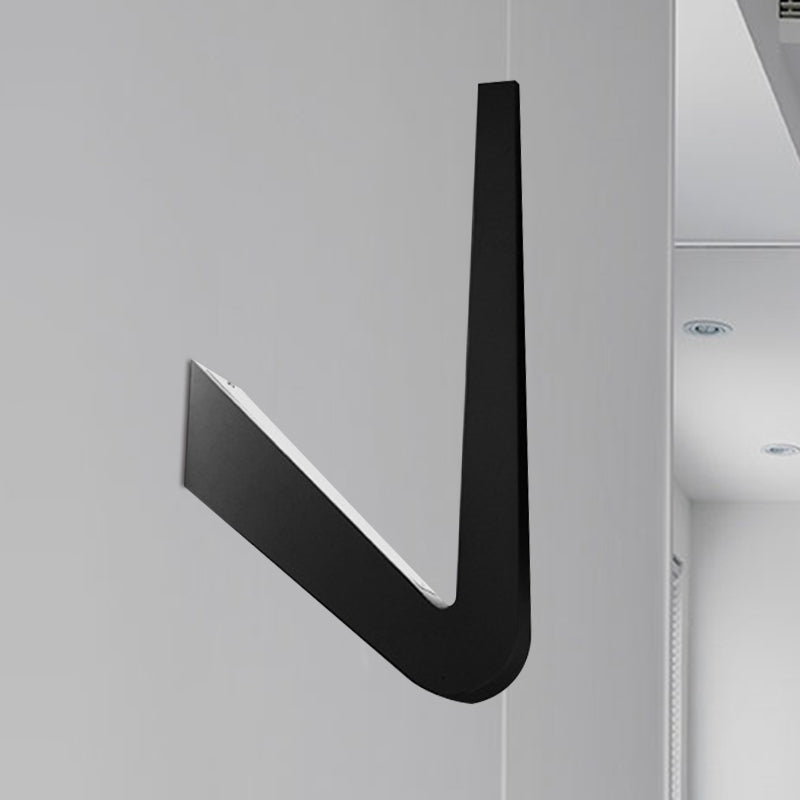 V Shaped Wall Lighting Contemporary Style Metal LED Black/White Wall Lamp for Corridor, Warm/White Light Black Clearhalo 'Cast Iron' 'Glass' 'Industrial' 'Modern wall lights' 'Modern' 'Tiffany' 'Traditional wall lights' 'Wall Lamps & Sconces' 'Wall Lights' Lighting' 767903