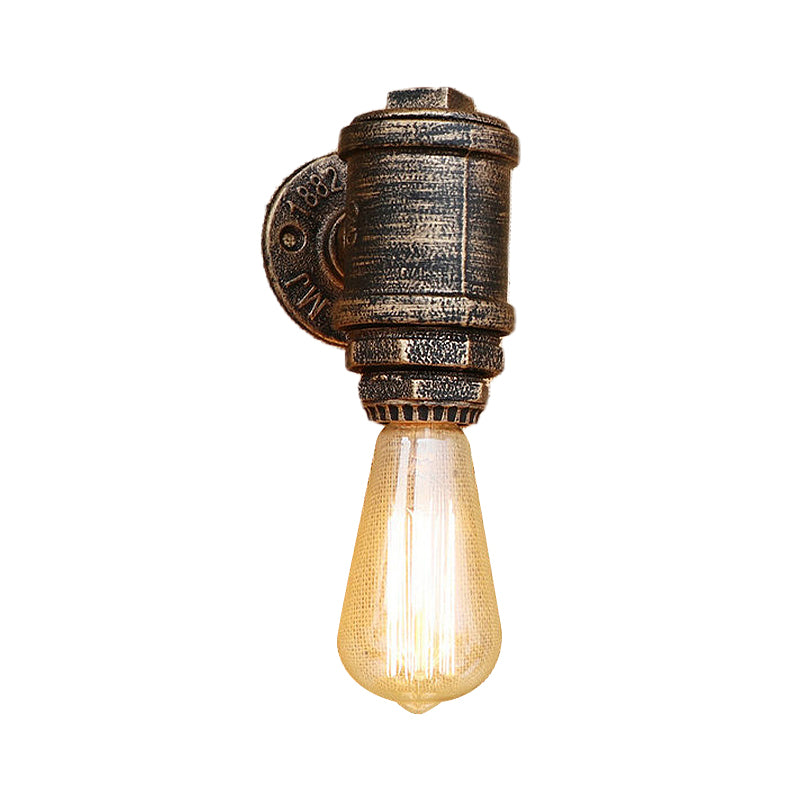 Aged Brass Pipe Wall Sconce Lamp Vintage Industrial Wrought Iron 1 Light Indoor Wall Lighting Clearhalo 'Art deco wall lights' 'Cast Iron' 'Glass' 'Industrial wall lights' 'Industrial' 'Middle century wall lights' 'Modern' 'Rustic wall lights' 'Tiffany' 'Traditional wall lights' 'Wall Lamps & Sconces' 'Wall Lights' Lighting' 768358